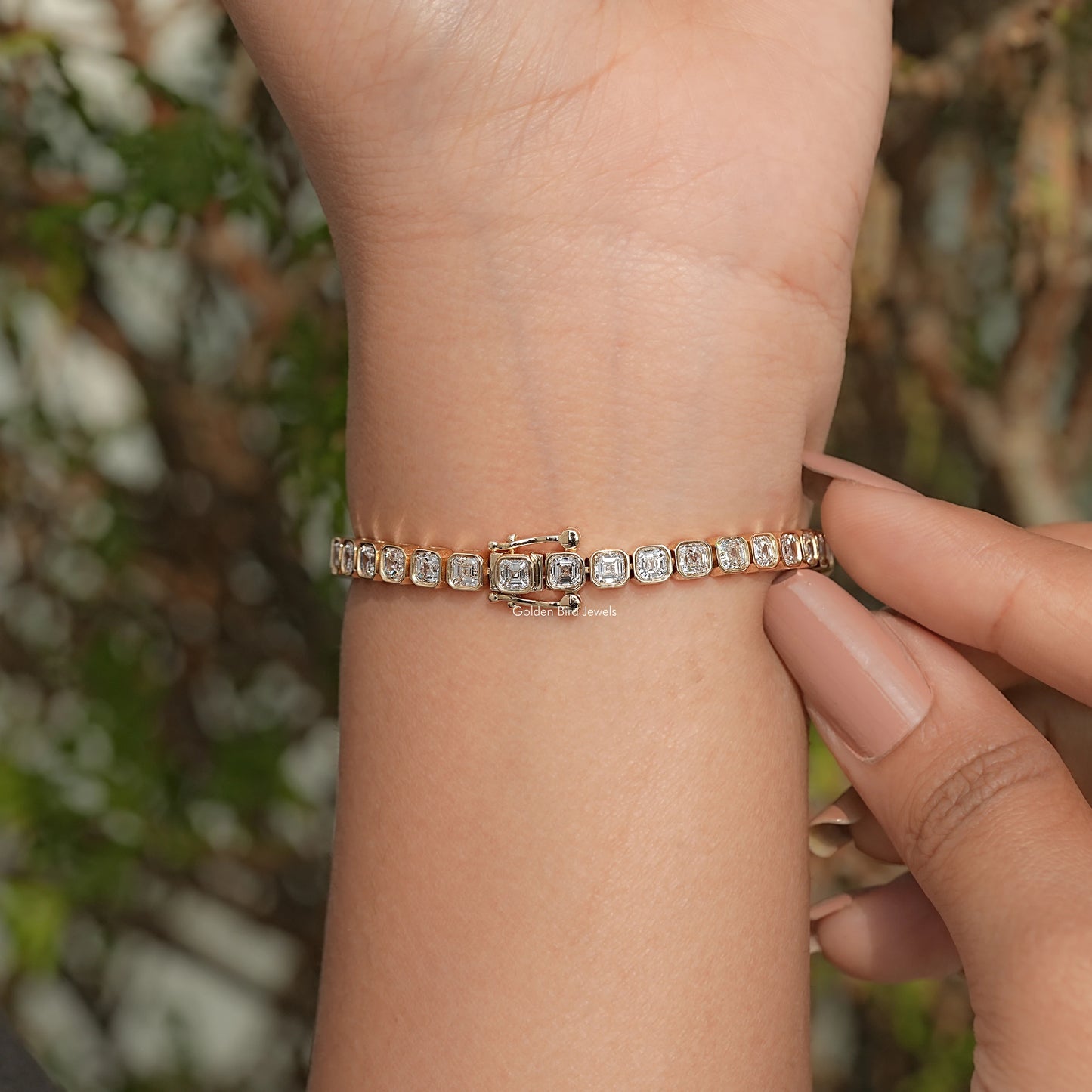 Back View Of Asscher Lab Diamond Tennis Bracelet