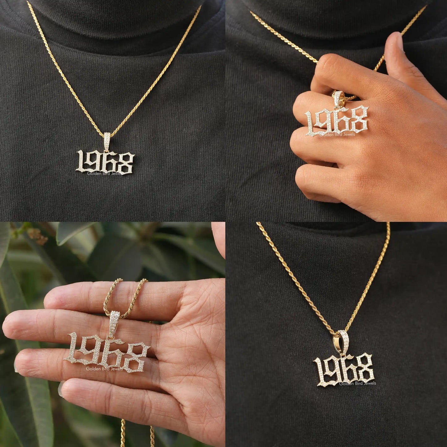 Front side back or close view of hip-hop moissanite pendant