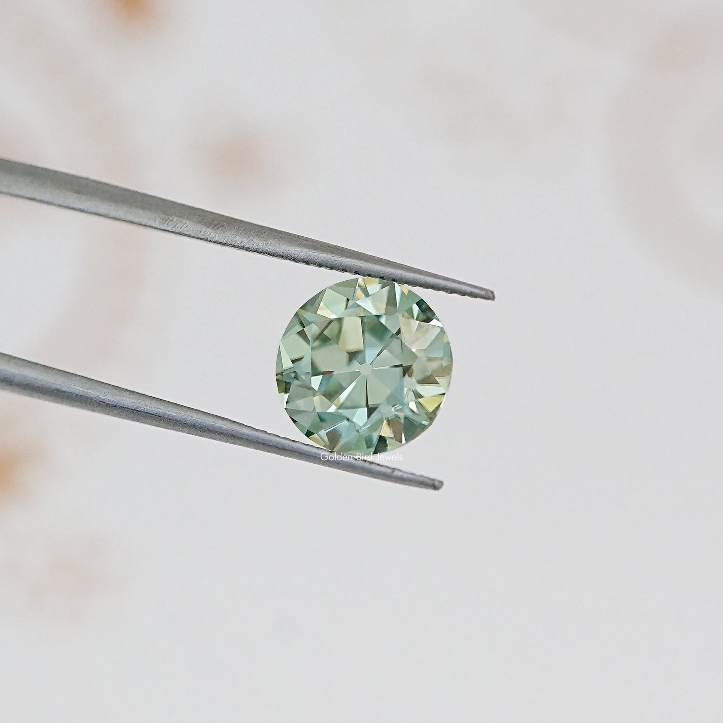 Cross View Of Blue Old European Loose Moissanite