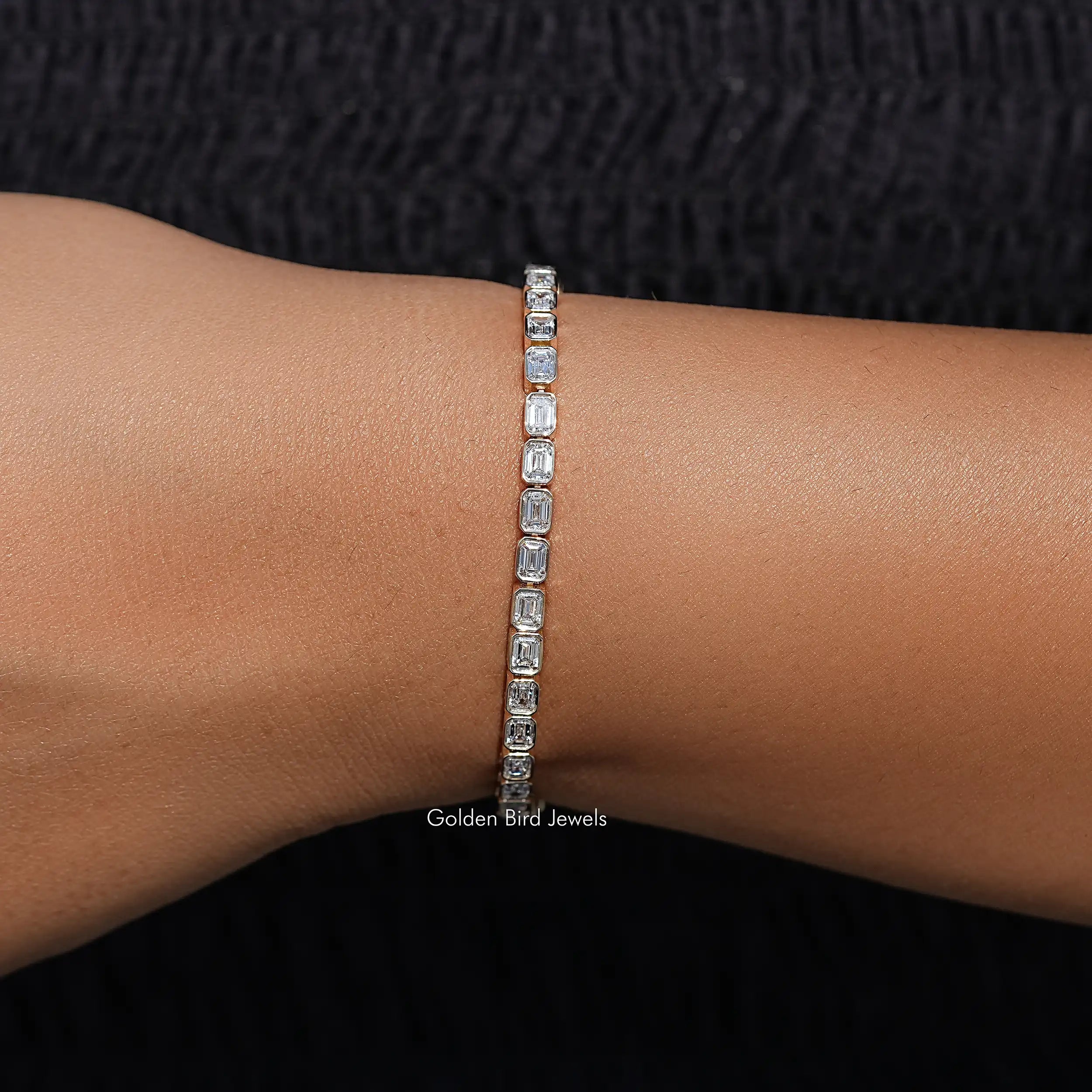 East West Emerald Diamond Tennis Bracelet