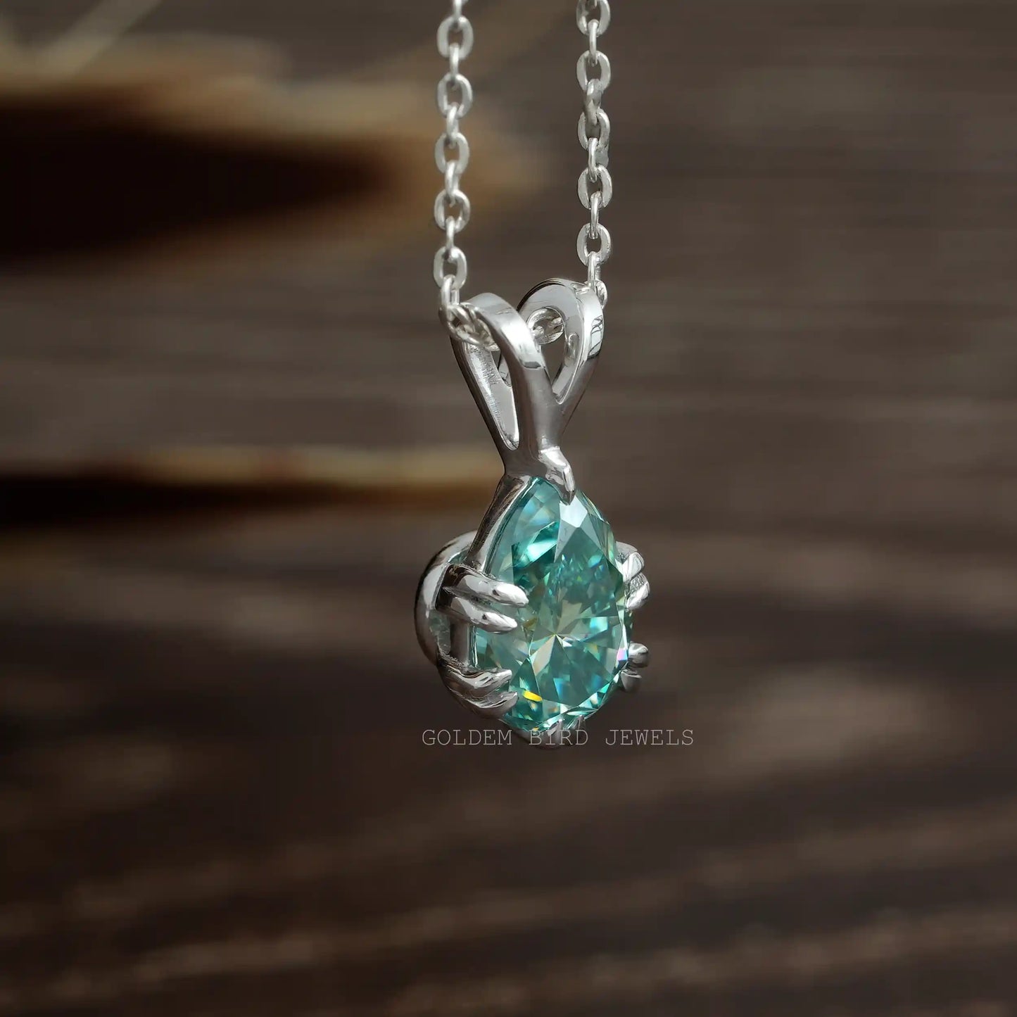 Close view of moissanite chain bracelet in a secure setting