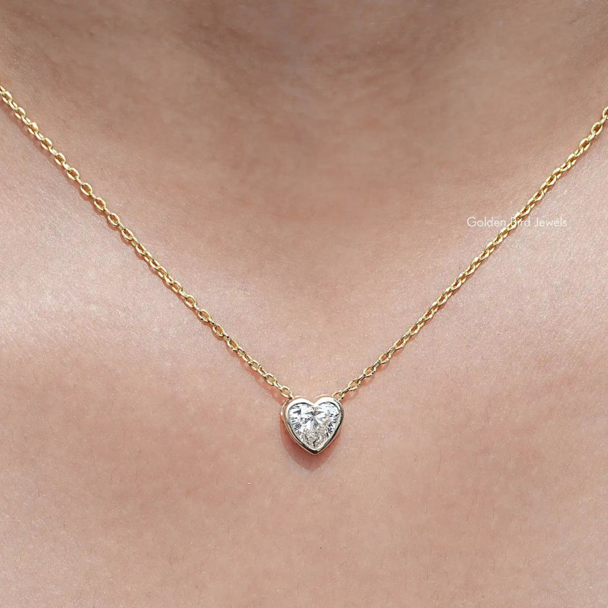 Front View of Heart Shaped Lab Diamond Solitaire Pendant