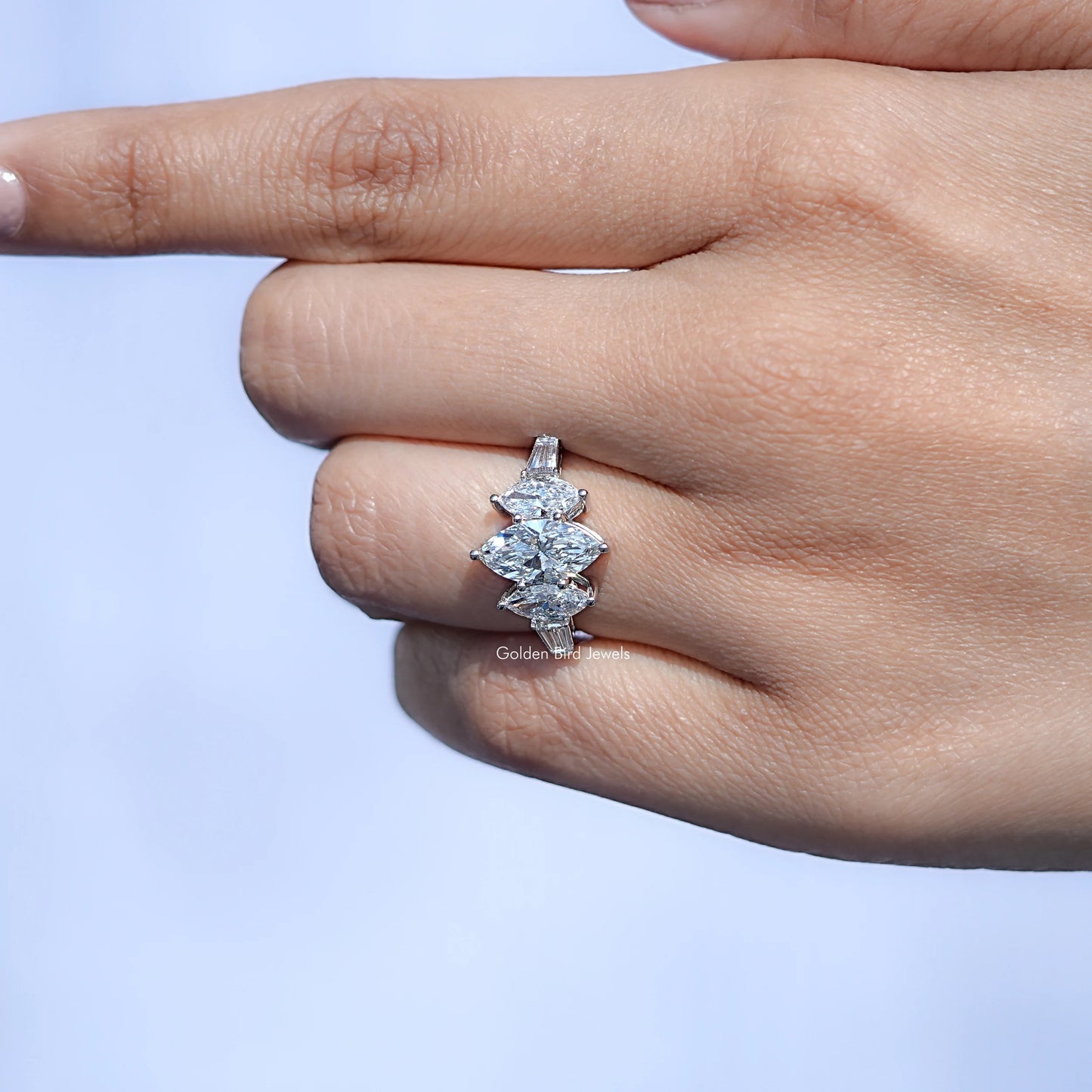 Close view of lab diamond ring in secure setting