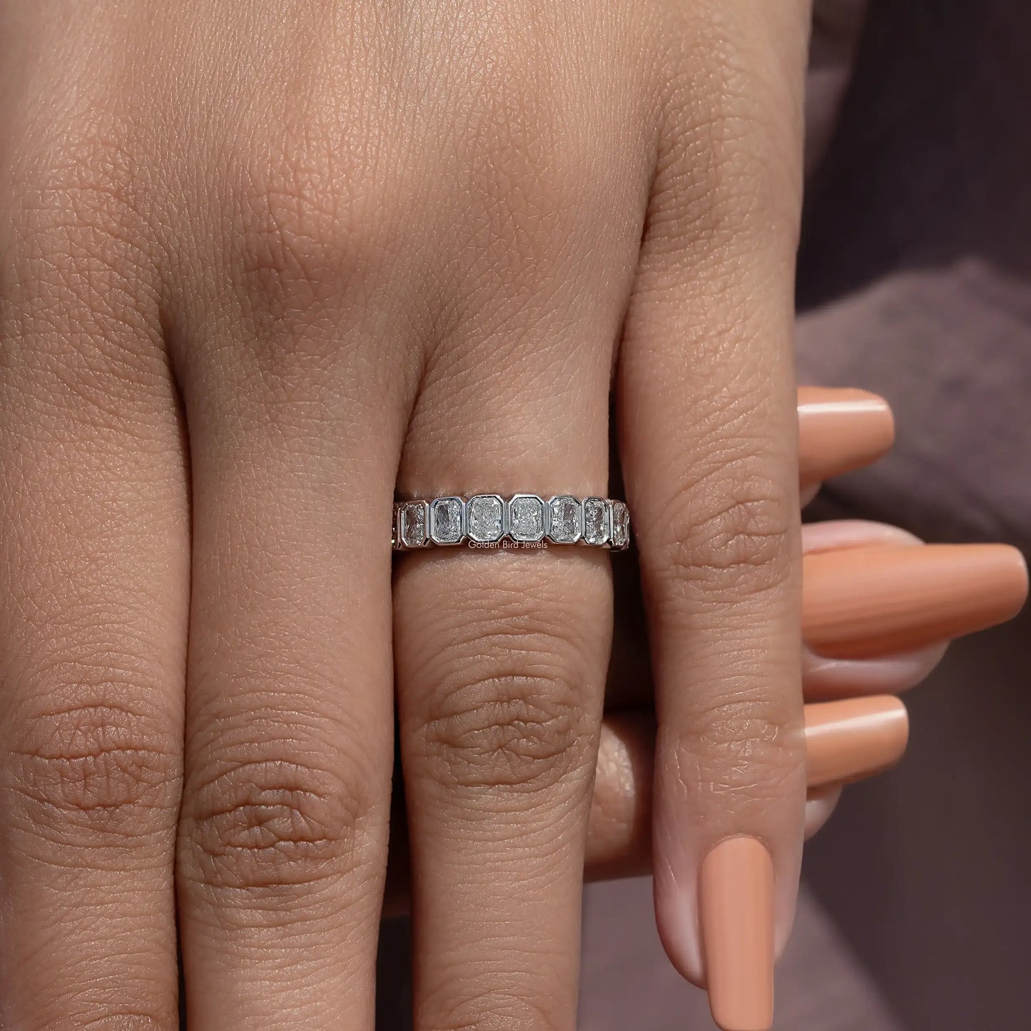 View of Bezel Set Radiant Cut Full Eternity Band
