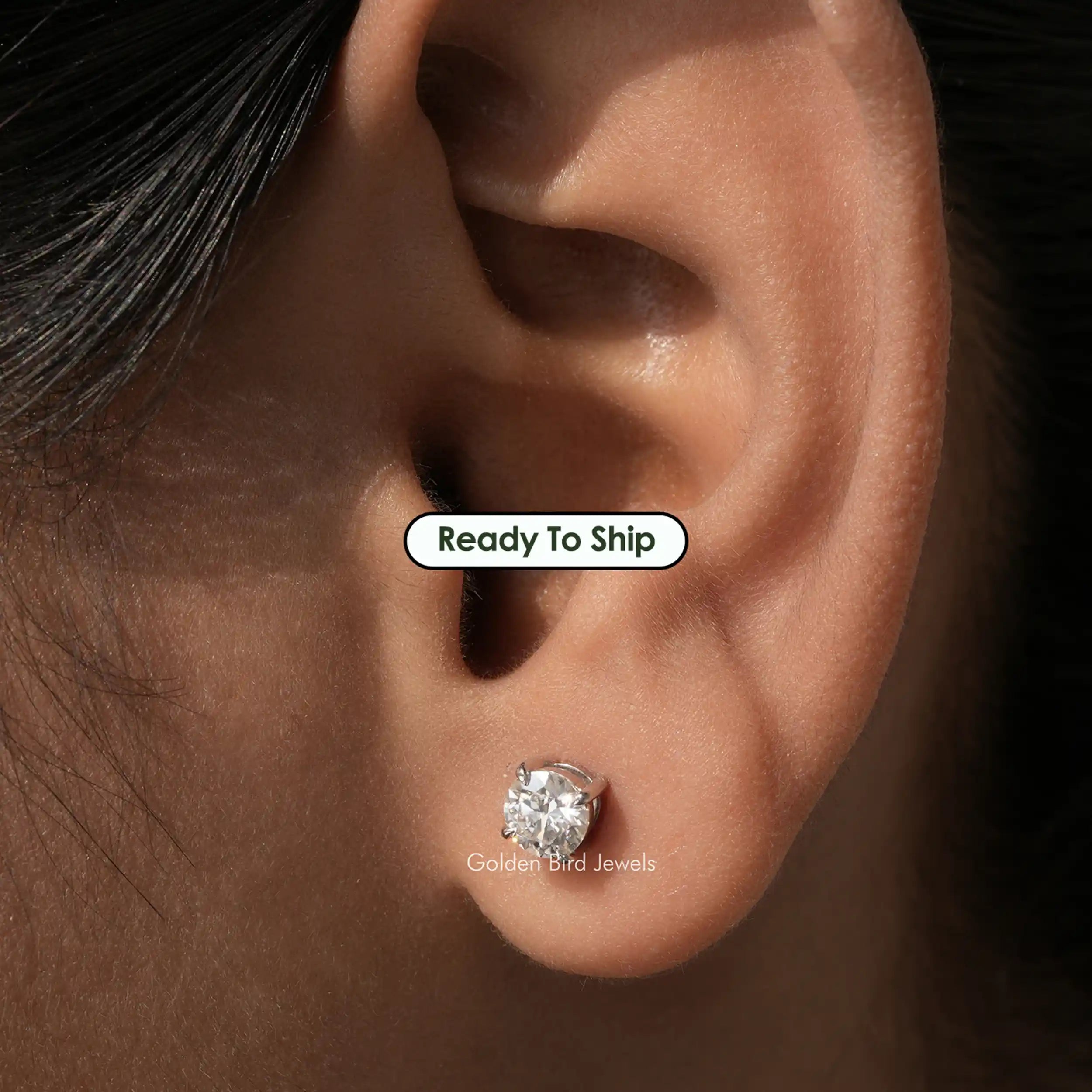 Mens 2ct Diamond Stud Earrings 18K Gold Round Men Studs deals Jewelry 18 K 2 ct NEW