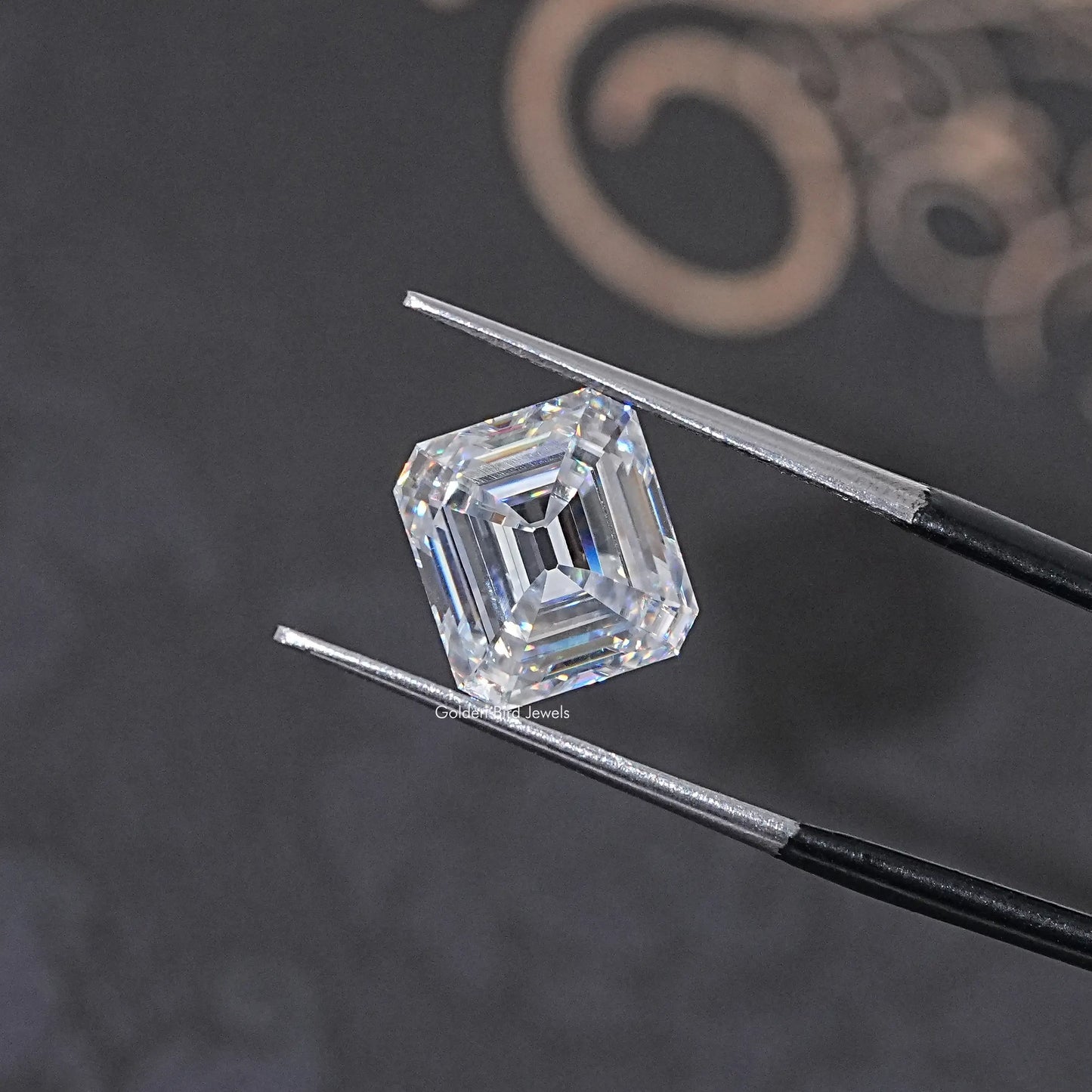 Asscher Cut Loose Moissanite in white tone