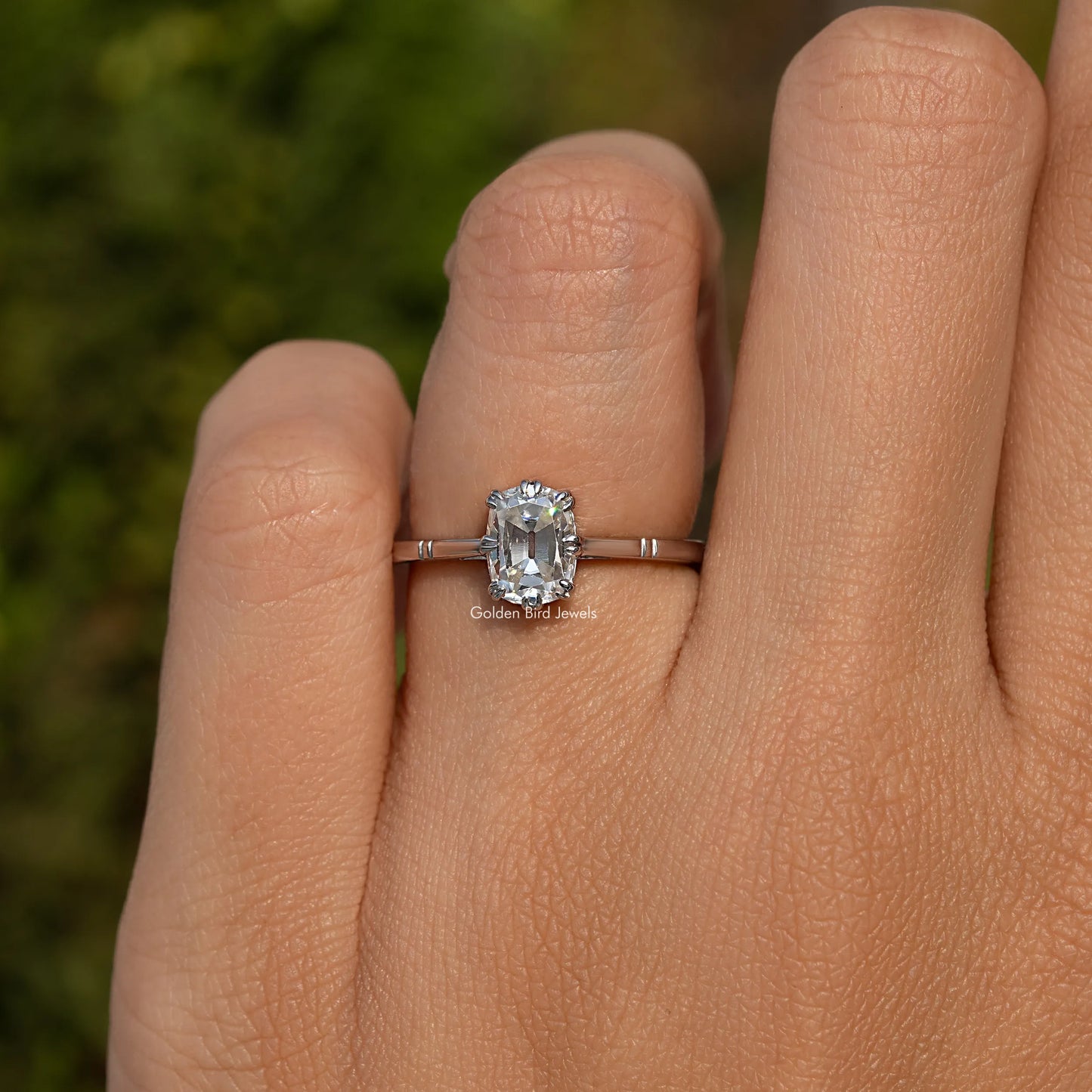 Old Mine Cushion Cut Bridal Ring For Women