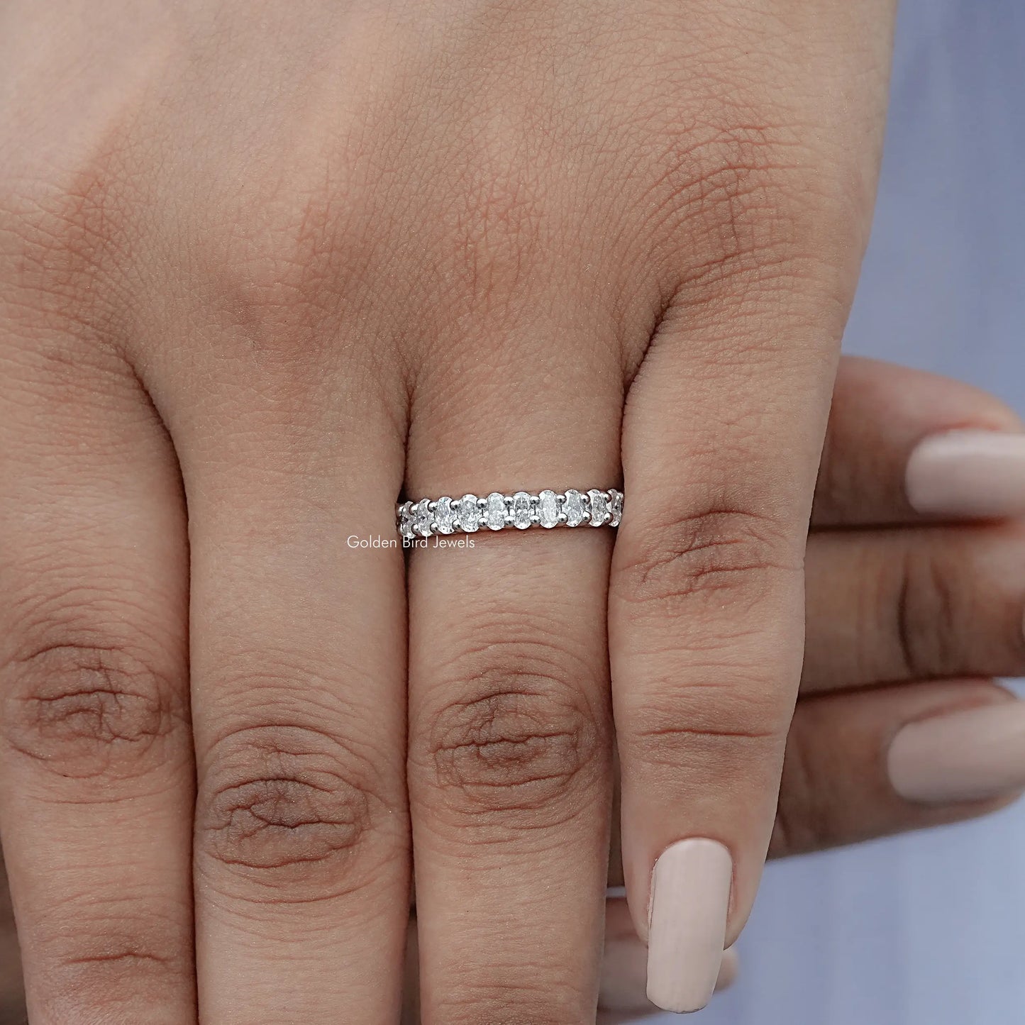 Detailed View Of Oval Shaped Moissanite Ring