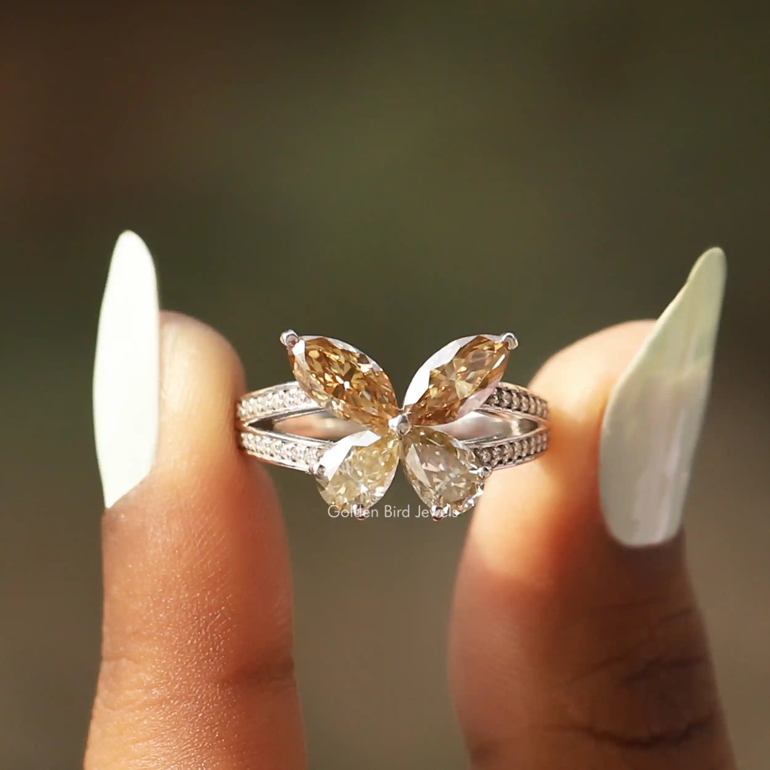 Attractive Marquise & Pear Cut Diamond Ring, outlets Butterfly Inspired Ring, Unique Wedding Ring, CZ Ruby Stones Butterfly Ring, Latest Ring