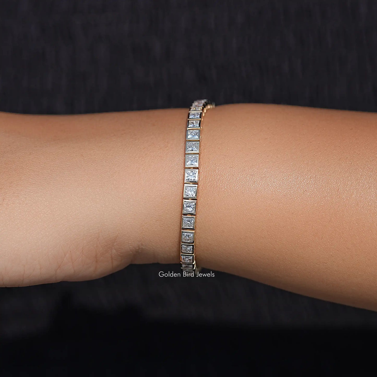 Top View Of Princess Diamond Tennis Bracelet