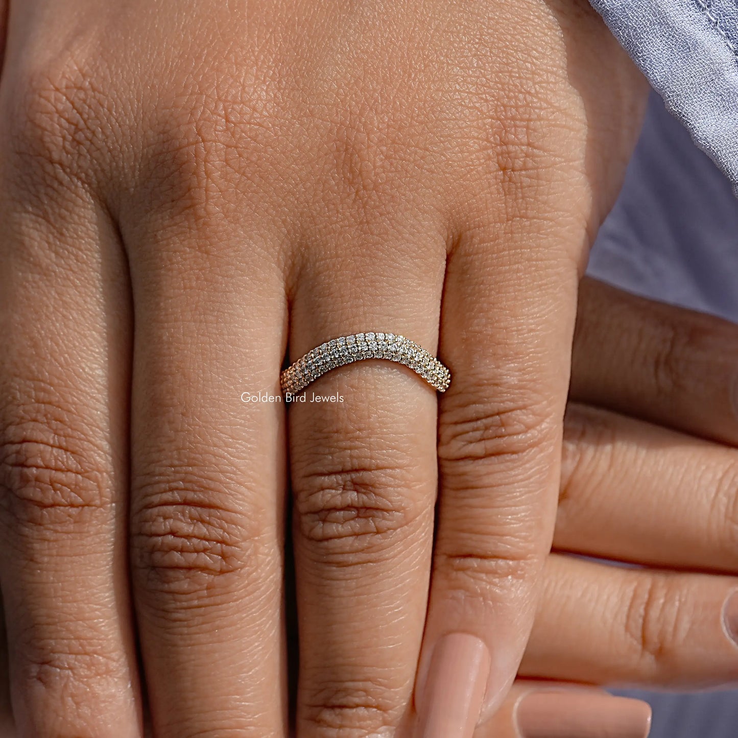 Detailed View Of Lab Diamond Pave Set Wedding Band