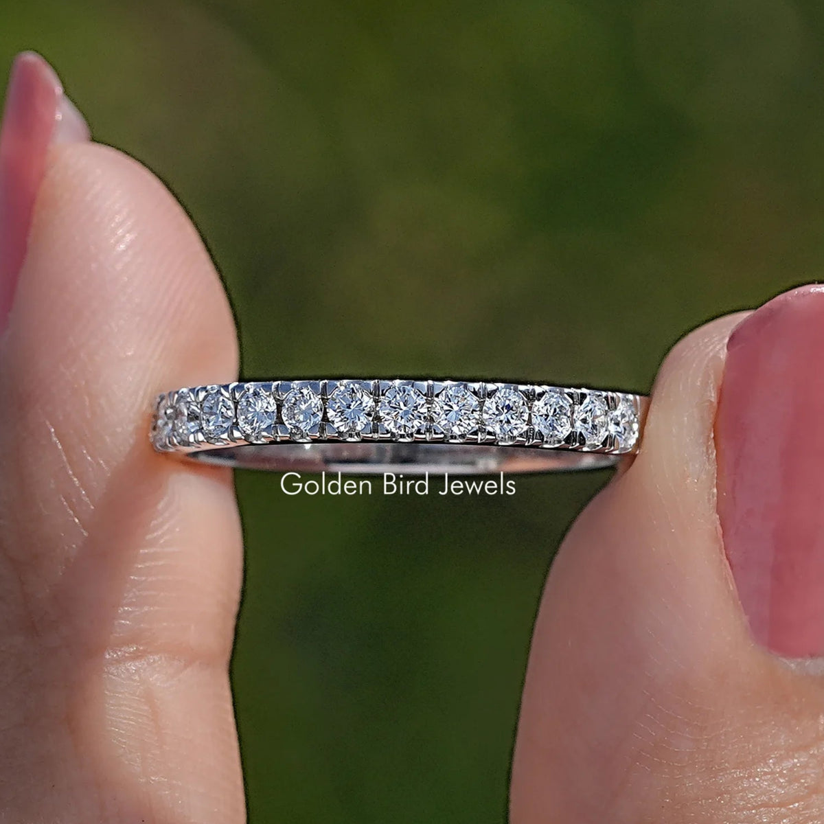 Front View of Round Lab Diamond Eternity Wedding Band