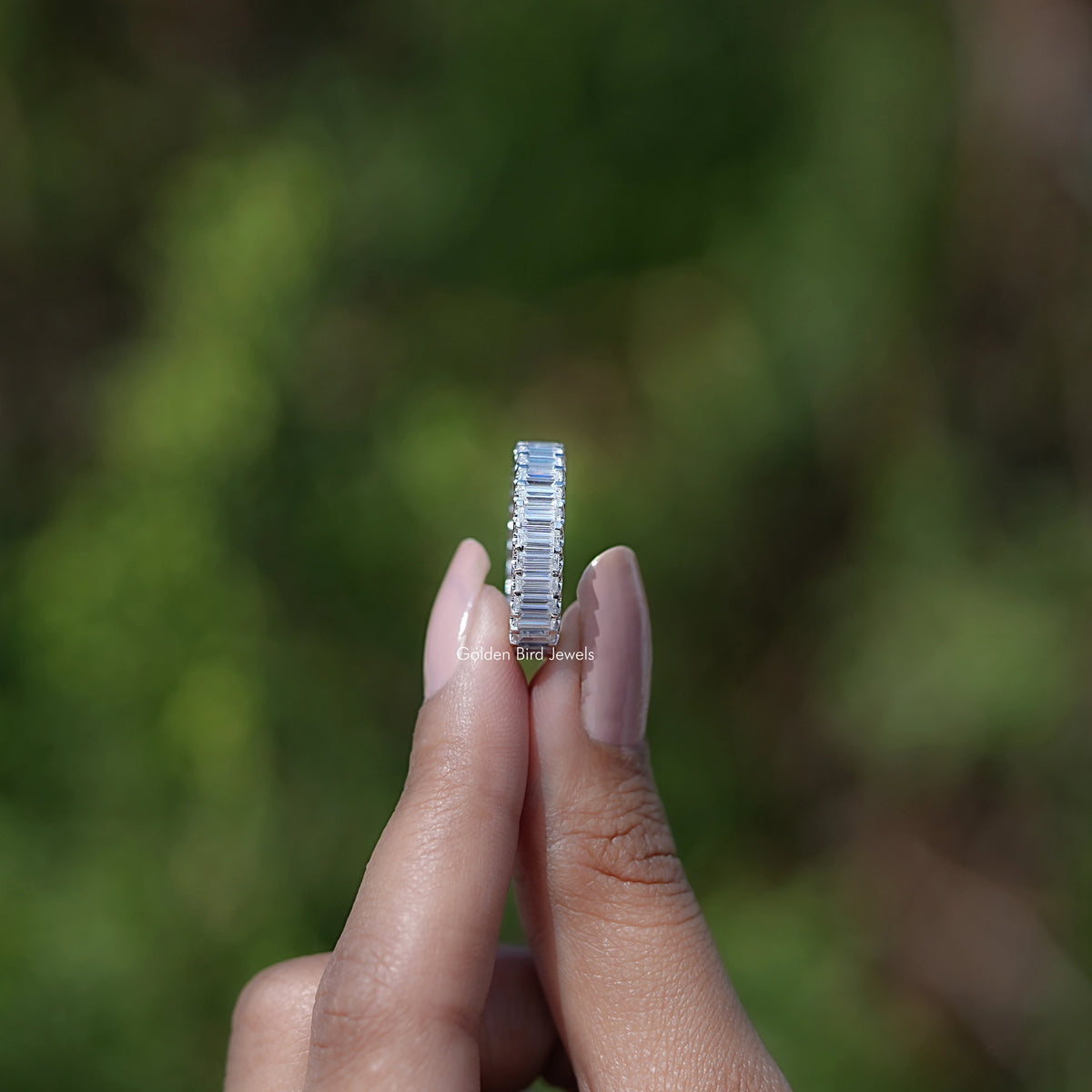 Side View Of Baguette Cut Lab Diamond Ring