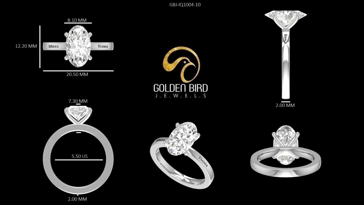 Custom order for moval cut moissanite ring : GBJ-IQ1004-10