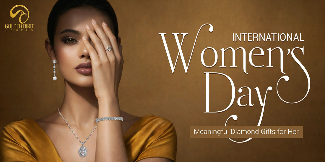 luxury diamond jewelry set with necklace earrings and ring women’s day gift idea
