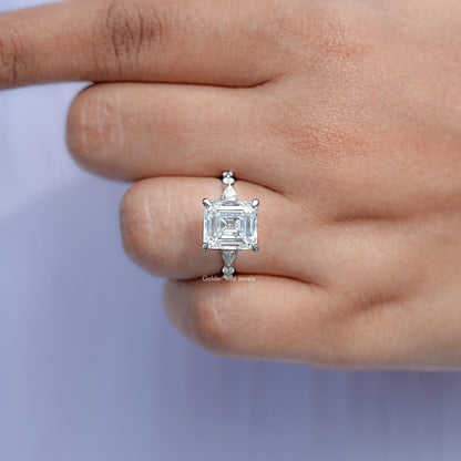Close View Of Asscher Moissanite Accent Ring