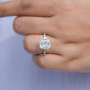 Close View Of Asscher Moissanite Accent Ring