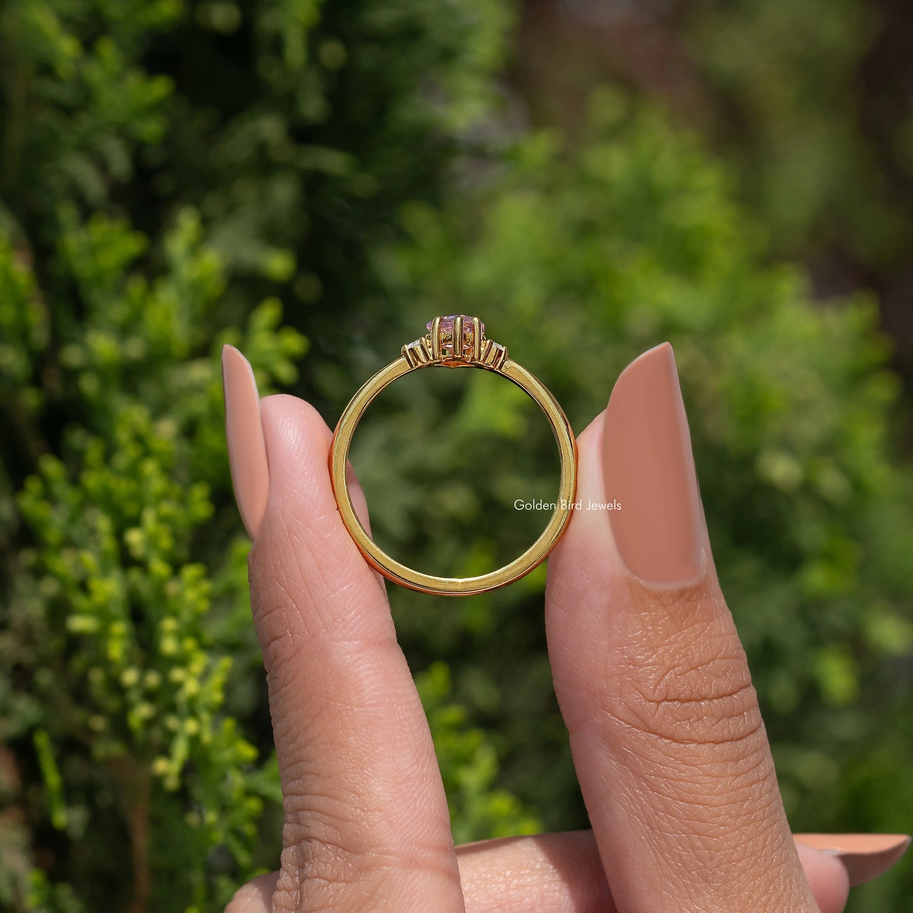 Pink Sapphire Gemstone Kite Cut Engagement Ring