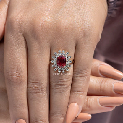 Oval Gemstone Halo Engagement Ring
