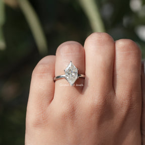 Close view of Dutch Marquise cut Moissanite Ring