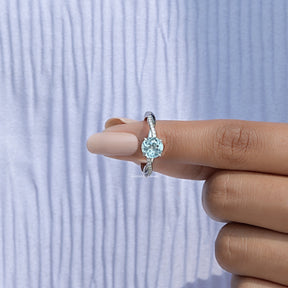 Aquamarine Round Cut Gemstone Ring