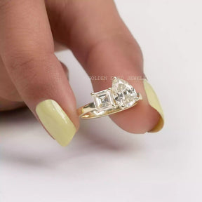 Asscher And Pear Cut Toi Moi Moissanite Ring