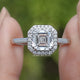 Front View of Asscher Cut Lab Diamond Halo Engagement Ring
