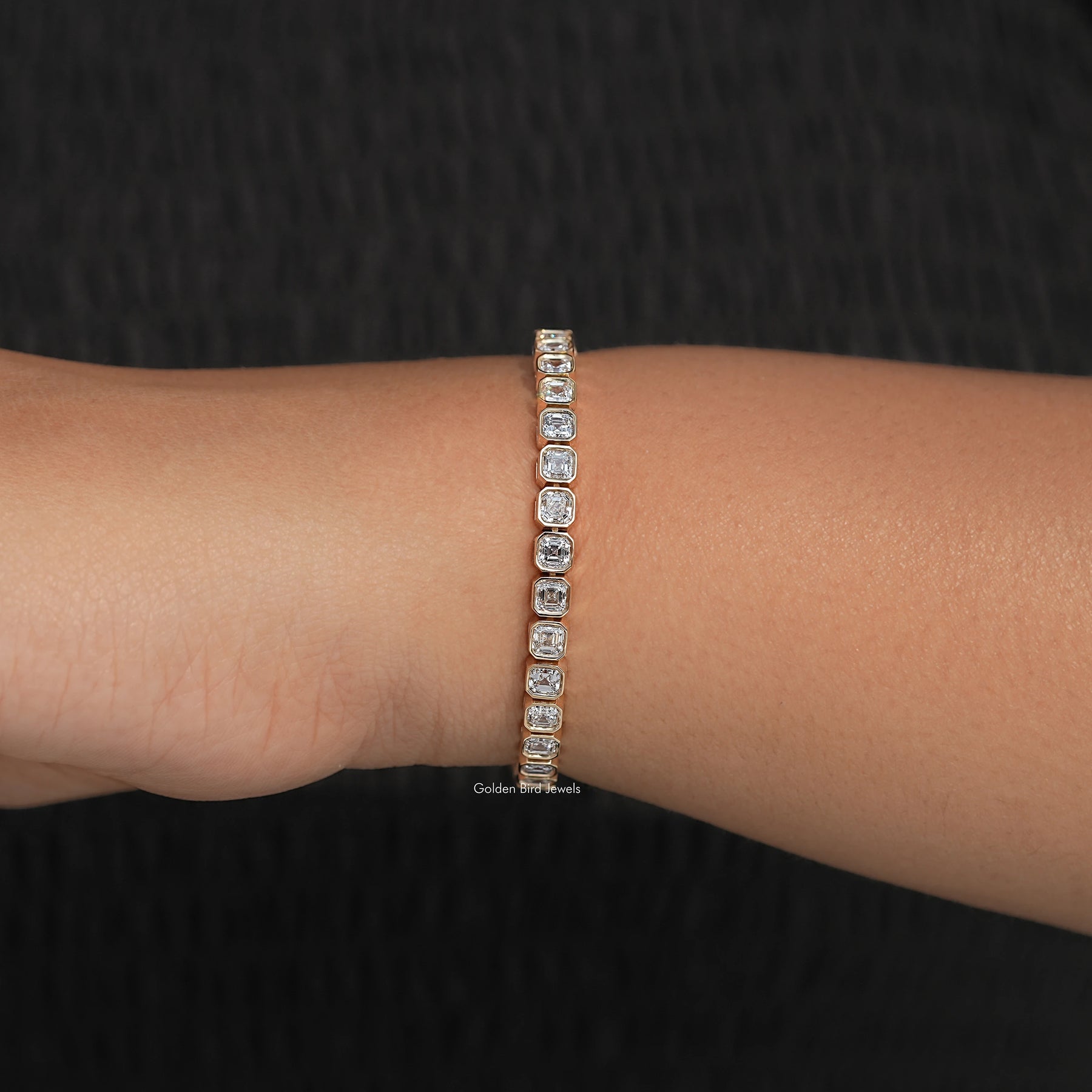 Close View Of Lab Diamond Tennis Bracelet 
