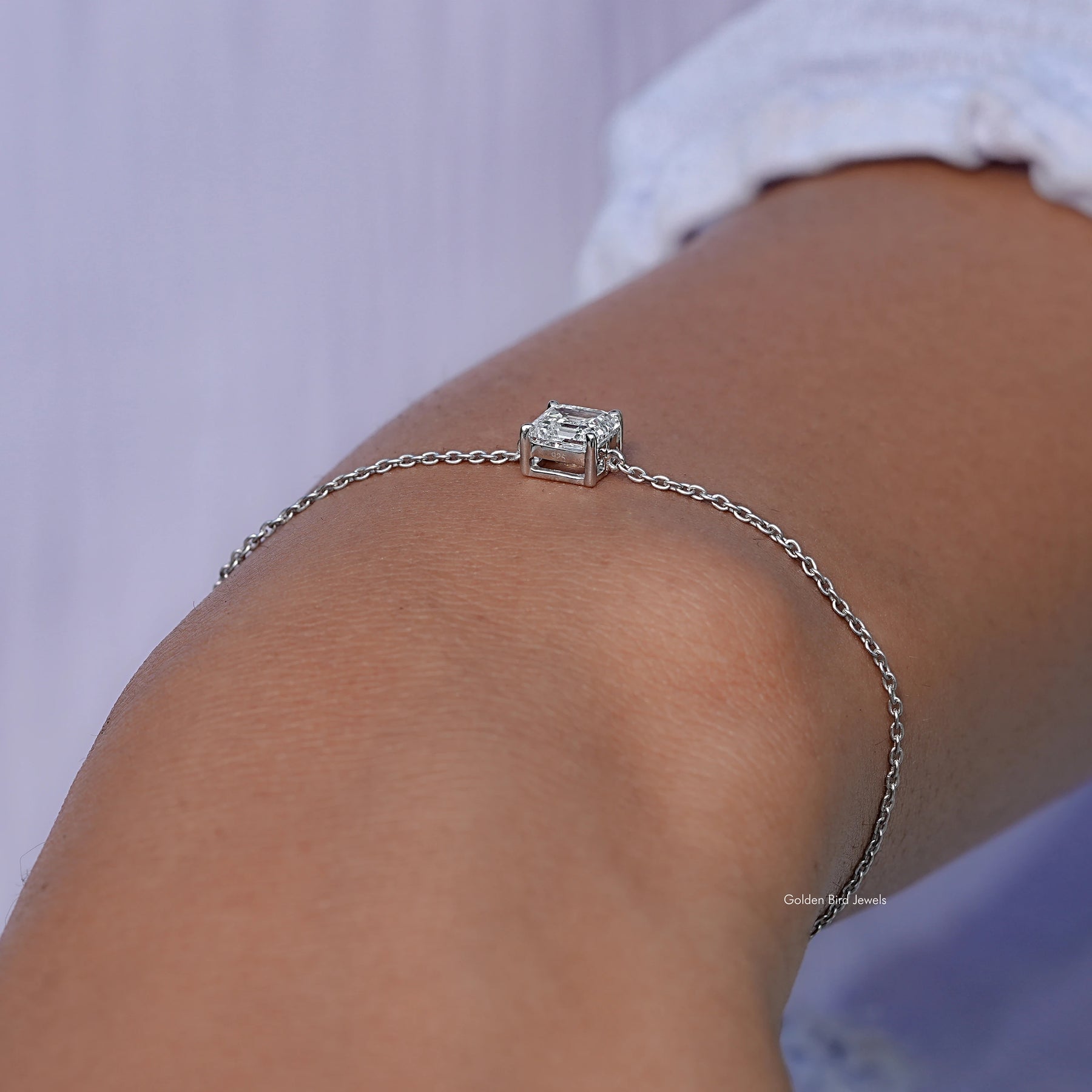 Asscher Lab Diamond Delicate Chain Bracelet