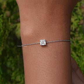 Asscher Lab Diamond Delicate Chain Bracelet