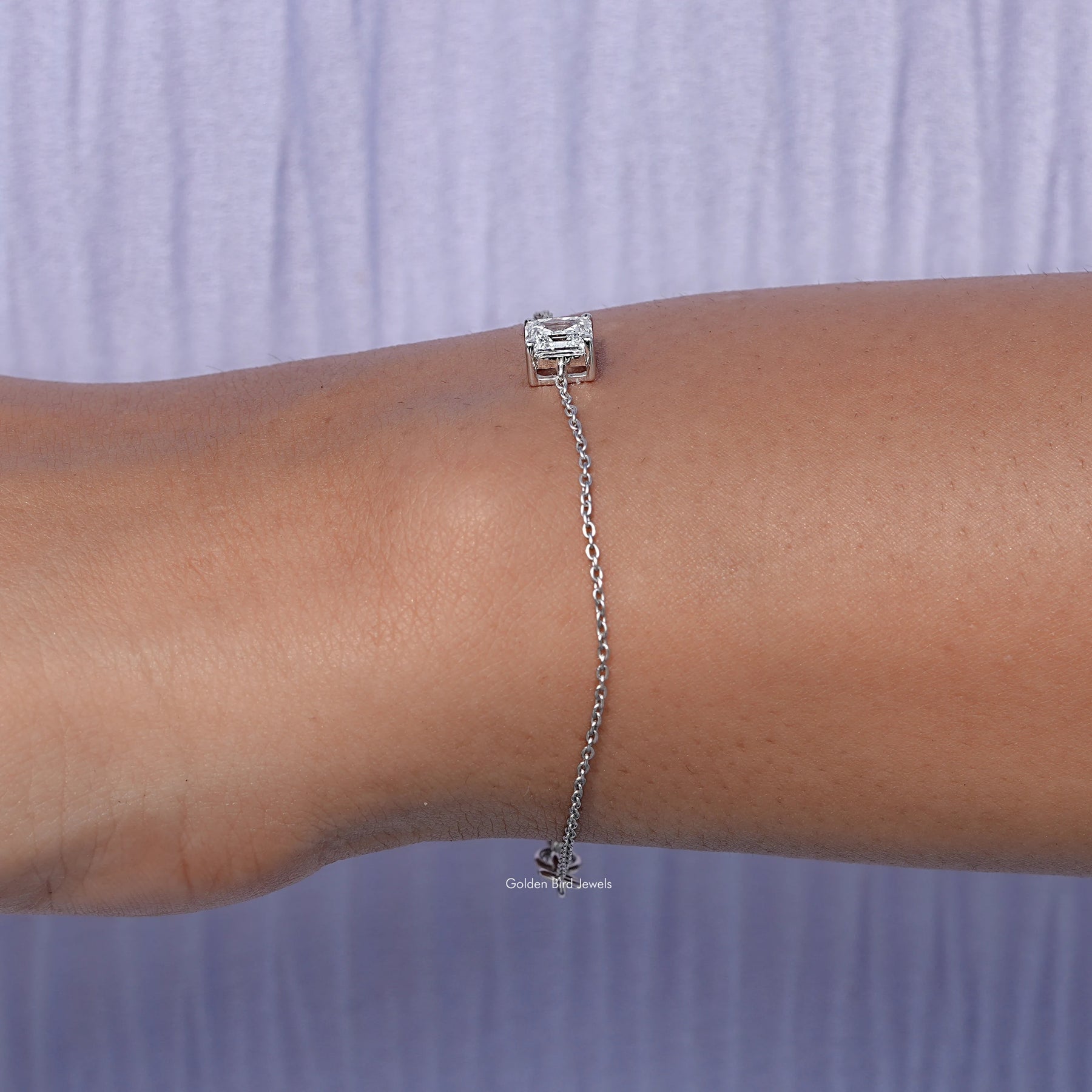 Asscher Lab Diamond Delicate Chain Bracelet