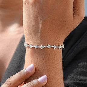 [Colorless Pear And Baguette Cut Moissanite Bracelet]-[Golden Bird Jewels]