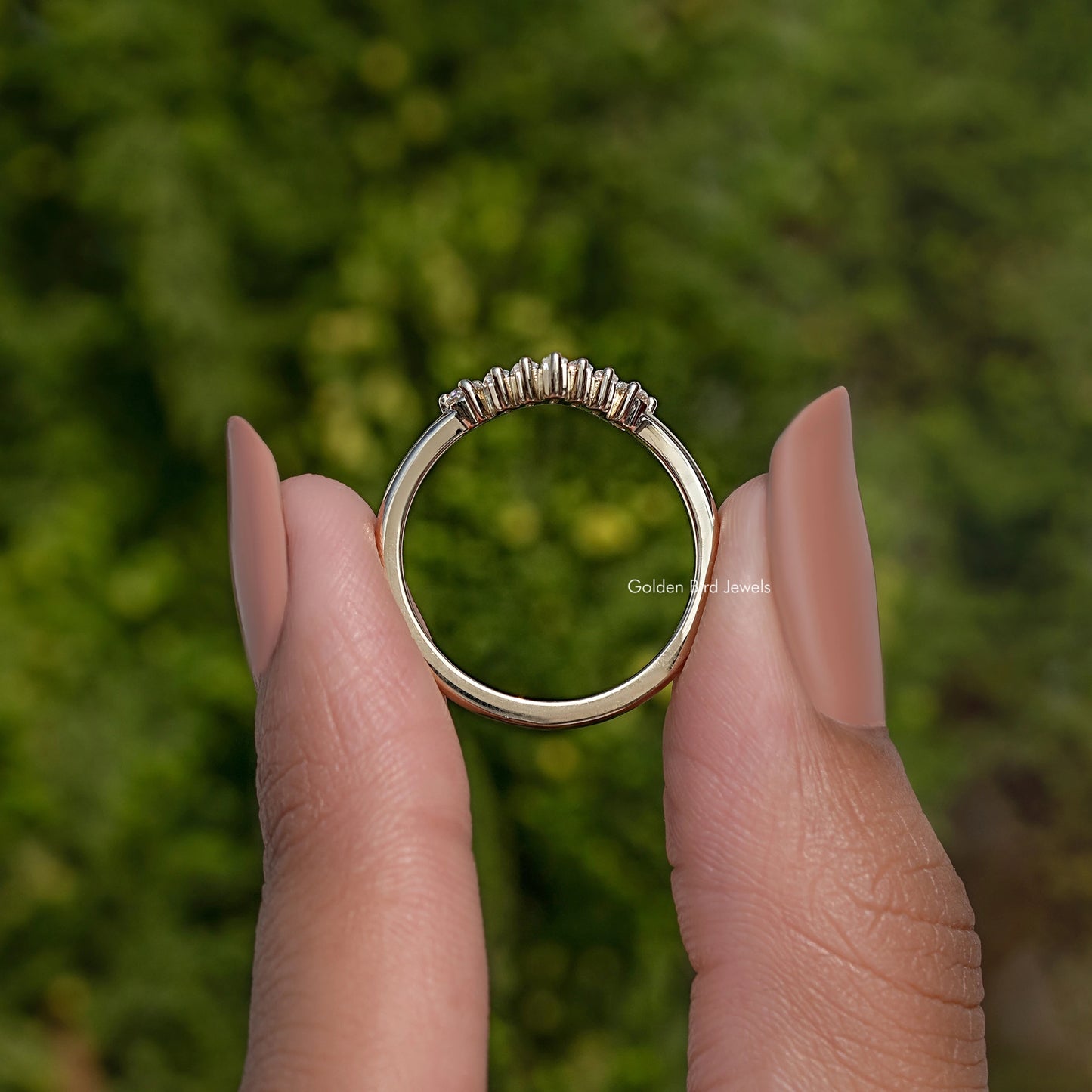 Baguette Cut Moissanite Curved Wedding Band