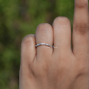 Front View of 925 Sterling Silver Baguette Shape Diamond Full Eternity Band