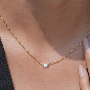 Baguette Cut Lab Diamond Pendant In Yellow Gold