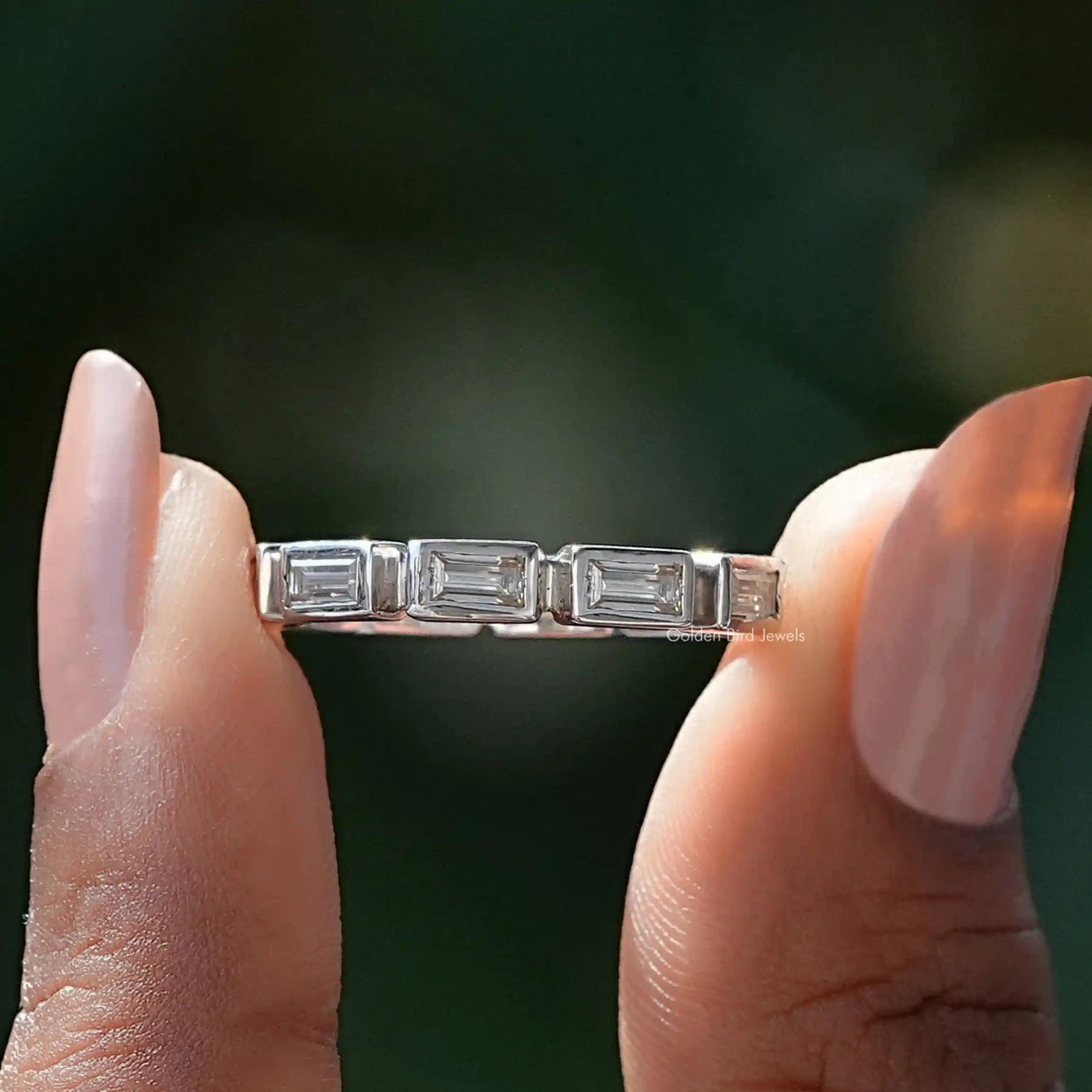 [Baguette Cut Moissanite Eternity Wedding Band]-[Golden Bird Jewels]