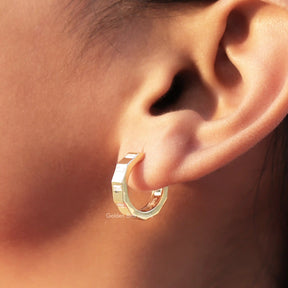 [Moissanite Baguette Cut Hoops Earrings]-[Golden Bird Jewels]