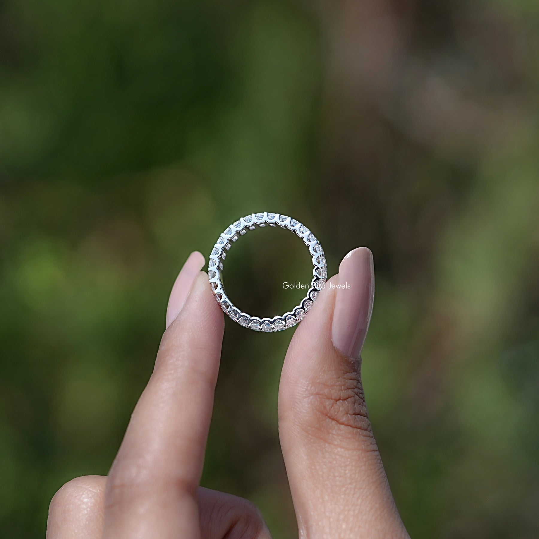 Back View Of Baguette Moissanite Engagement Ring
