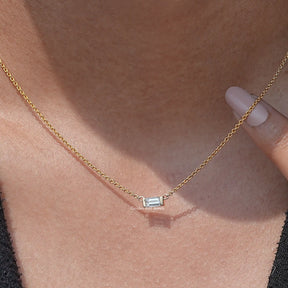 View of Baguette Cut Diamond Pendant In Wear's of Women's 