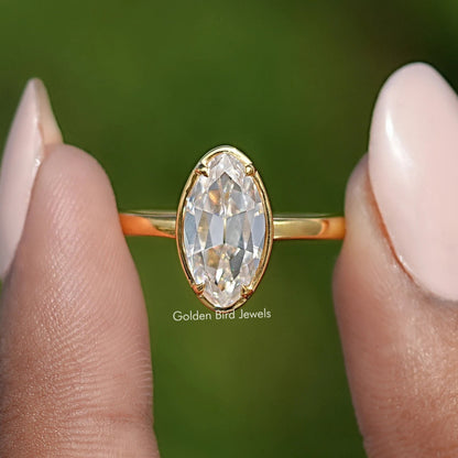 Bezel Set Old Mine Moval Cut Moissanite Ring