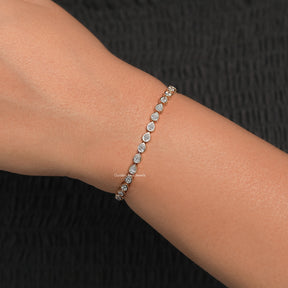 Close View Of Lab Diamond Tennis Bracelet 
