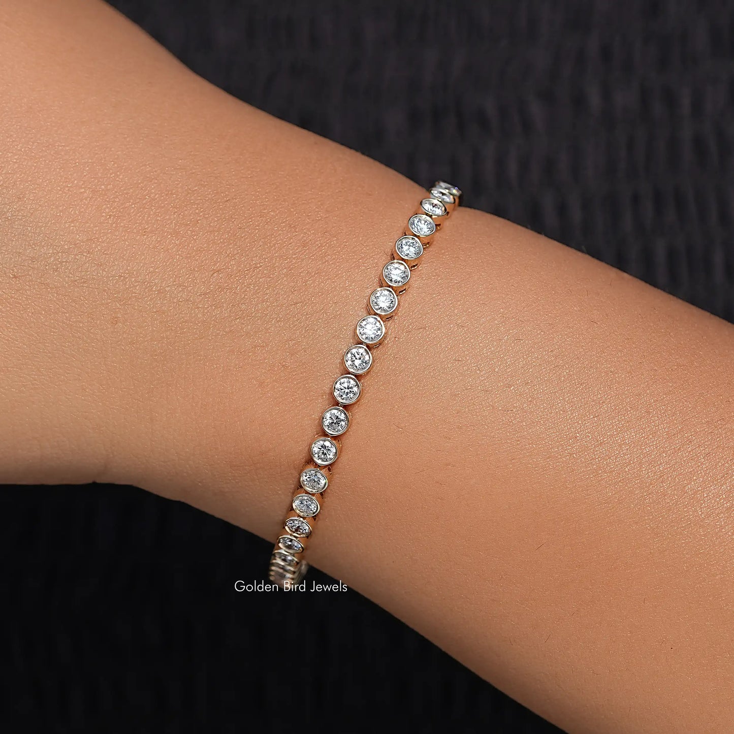 Close View Of Lab Diamond Tennis Bracelet 
