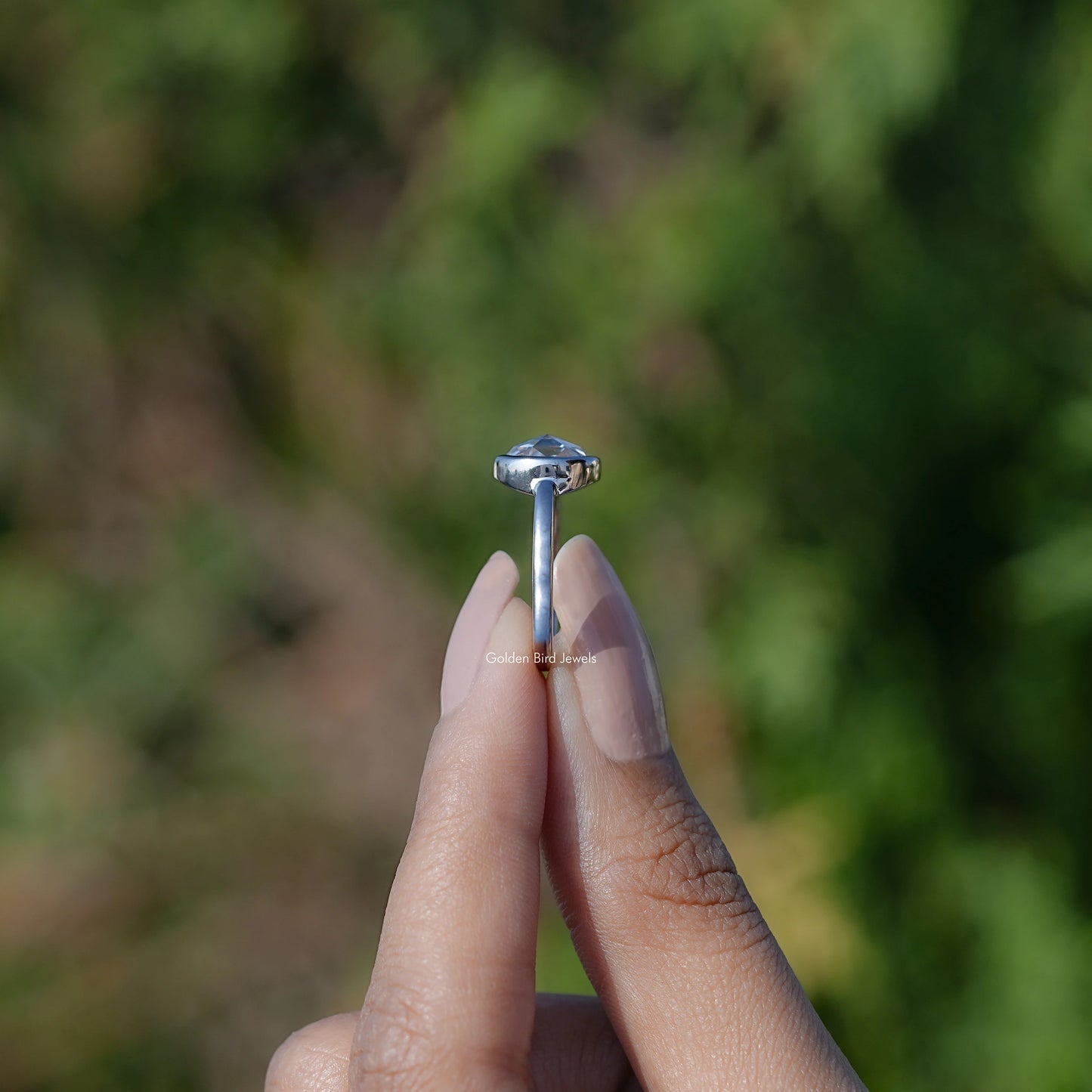 Rose Cut Round Moissanite Solitaire Ring For Her