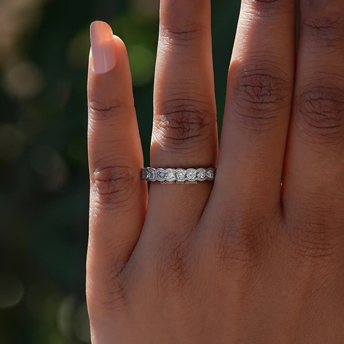 View of Round Diamond Eternity Wedding Band In White Gold