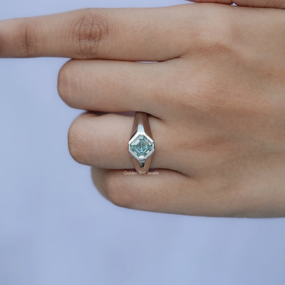 View of Blue Asscher Shape Ring  