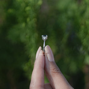 Side View of Blue Topaz Round Gemstone Accent Stone Ring