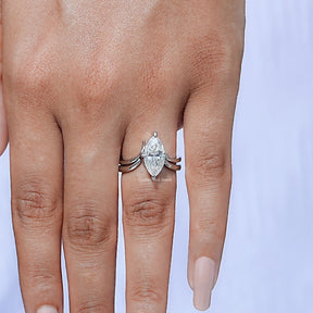 Marquise Cut Moissanite Solitaire Chevron Ring