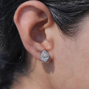 Lab Diamond Pear Cut Halo Earrings