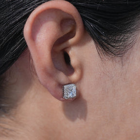 Princess Cut Lab Diamond Halo Stud Earrings