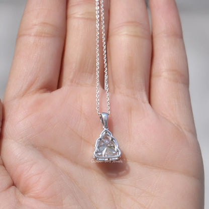[Moissanite Buddha Cut Bezel Set Pendant]-[Golden Bird Jewels]